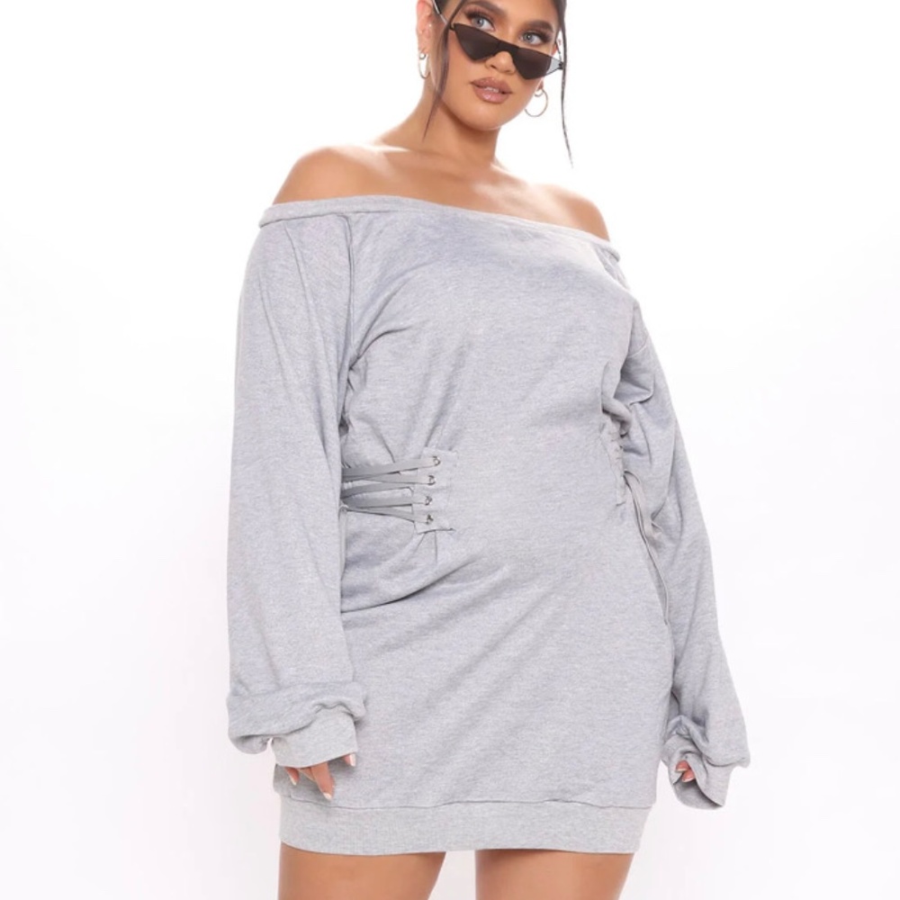 Fashion Nova Rise & Grind sweatshirt corset dress